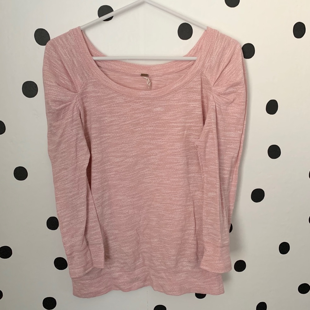 MAKE OFFER EUC FREE PEOPLE MARLED RUCHED SHIRT M - Picture 2 of 8